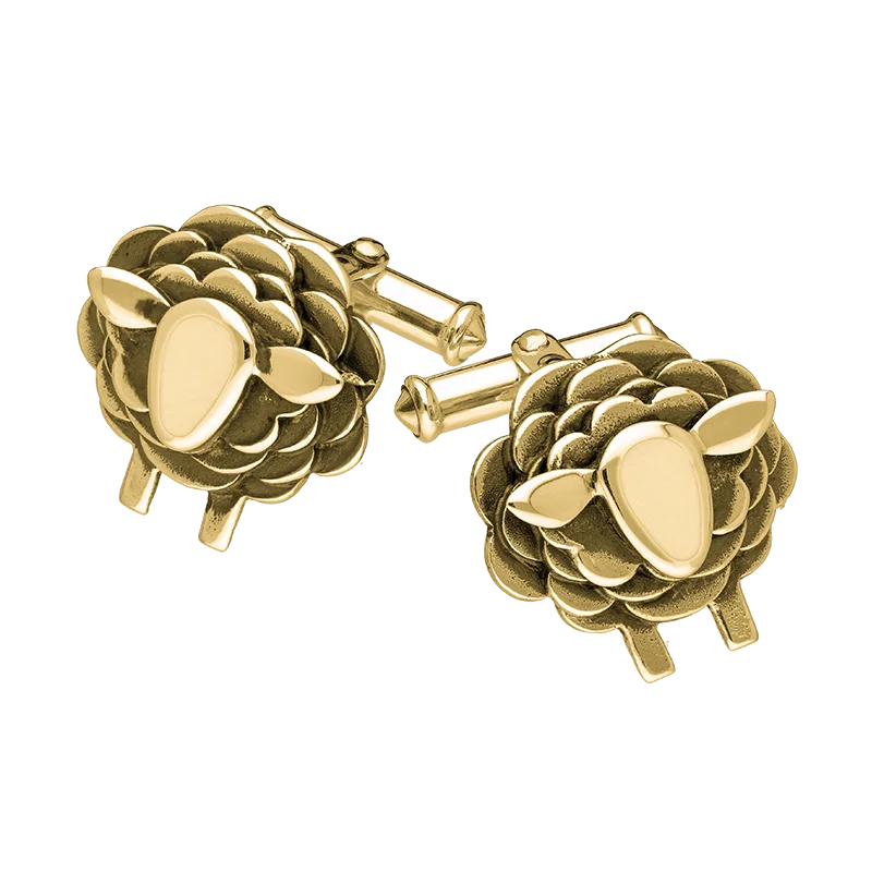 Best cufflinks for men with personalized birthstone options for meaningful gifts-9ct Yellow Gold Sheep Cufflinks