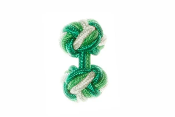 Designer cufflinks with intricate patterns for a high-fashion and stylish look-Green, Emerald Green & Light Green Cuffknots