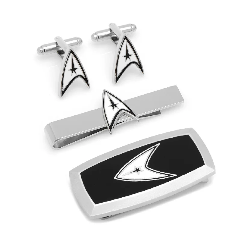 Best cufflinks with polished titanium for a modern, sleek design-Star Trek Delta Shield Cushion 3-Piece Gift Set