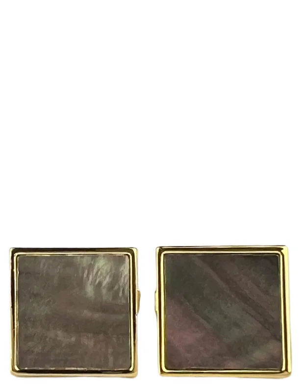 Best cufflinks with enamel inlays for a colorful and artistic touch-DÉCLIC MOP Smoky Square Cufflink - Gold