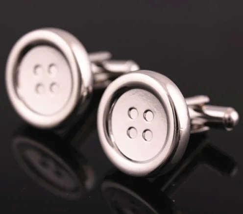 Best cufflinks for anniversary gifts with intricate designs and personal touches-Silver Button Cuff Links