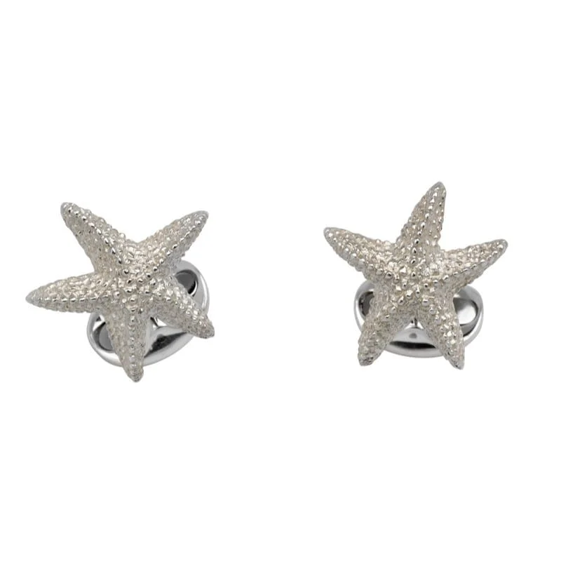 Personalized cufflinks with engravings for a thoughtful and custom gift idea-Deakin & Francis Sterling Silver Starfish Cufflinks