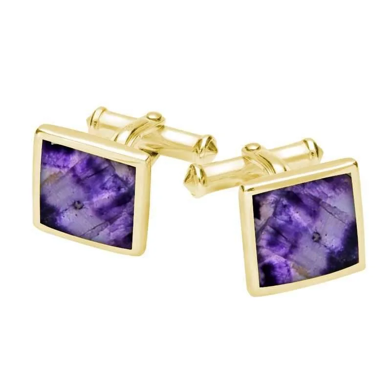 Best cufflinks with gold inlays for a luxurious and refined finish-9ct Yellow Gold Blue John Square Flat Cufflinks