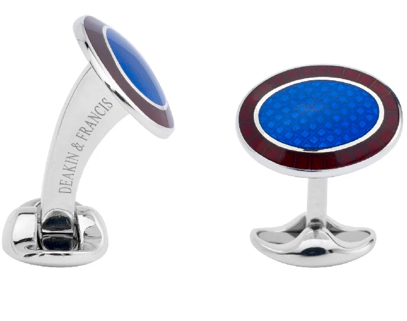 Best cufflinks with intricate craftsmanship for a high-quality, durable finish-Deakin & Francis Cufflinks Sterling Silver Maroon Red Royal Blue Enamel