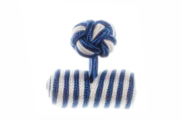 Cufflinks with Celtic knot designs for a unique and intricate finish-Royal Blue & White Barrel Cuffknots