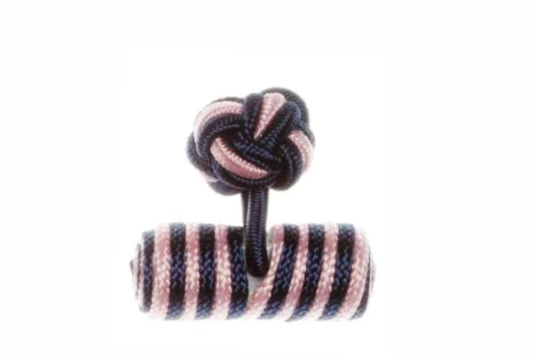 Best cufflinks with pearl inlays for a classy and elegant style-Navy Blue & Pink Barrel Cuffknots