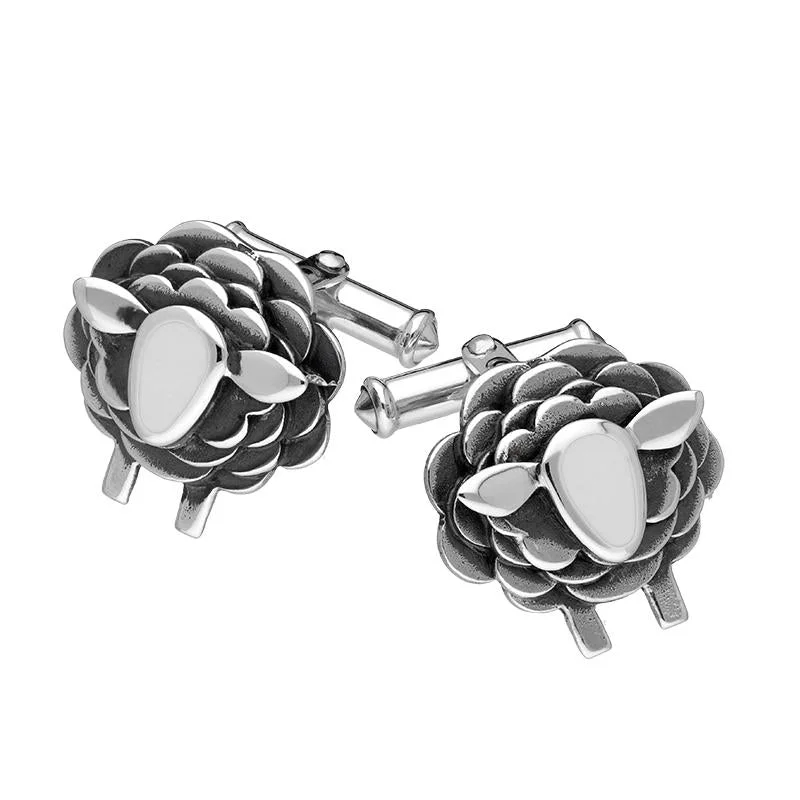 Best cufflinks with onyx inlays for a sleek, elegant and timeless appearance-Sterling Silver Sheep Cufflinks