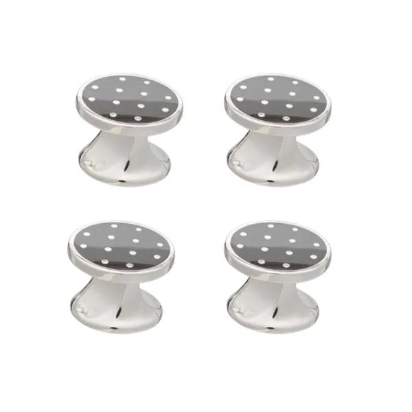 Elegant cufflinks with unique designs for a stylish and sophisticated look-Black Polka Dot Dress Studs