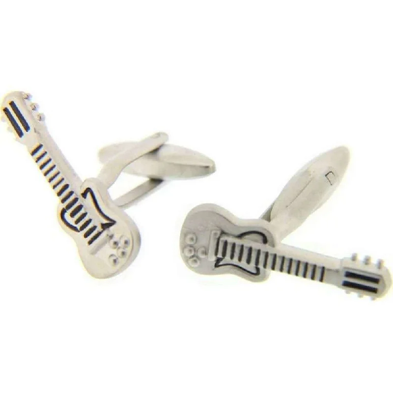 Best cufflinks with round designs for a classic, versatile look-Silver Guitar Cufflinks