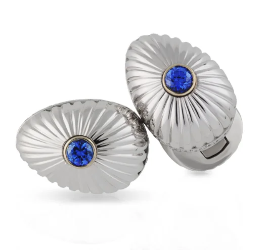 Best cufflinks with spherical designs for a playful and stylish twist-Faberge Heritage Grigori 18ct White Gold Sapphire Cufflinks