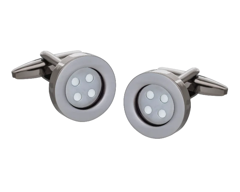 Best cufflinks with textured designs for added dimension and style-Gunmetal Classic Button Cufflinks