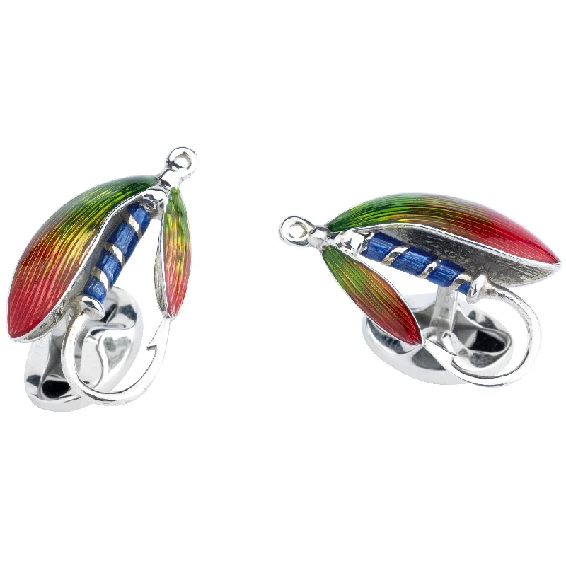 Cufflinks with vintage military designs for a distinctive and bold look-Deakin & Francis Cufflinks Enamel Fish And Fly