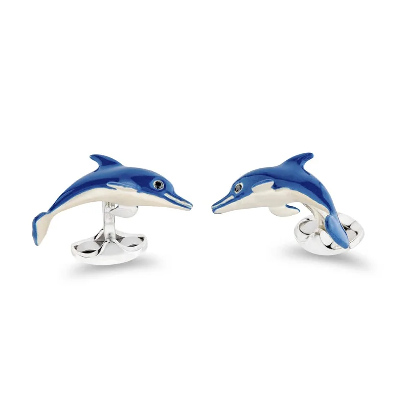 Best cufflinks for men with personalized birthstone options for meaningful gifts-Deakin & Francis Cufflinks Sterling Silver Dolphin