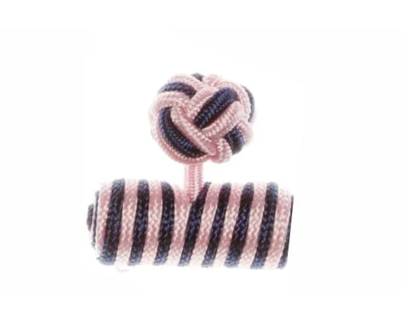 Best cufflinks with a polished brass finish for a vintage-inspired aesthetic-Pink & Navy Blue Barrel Cuffknots