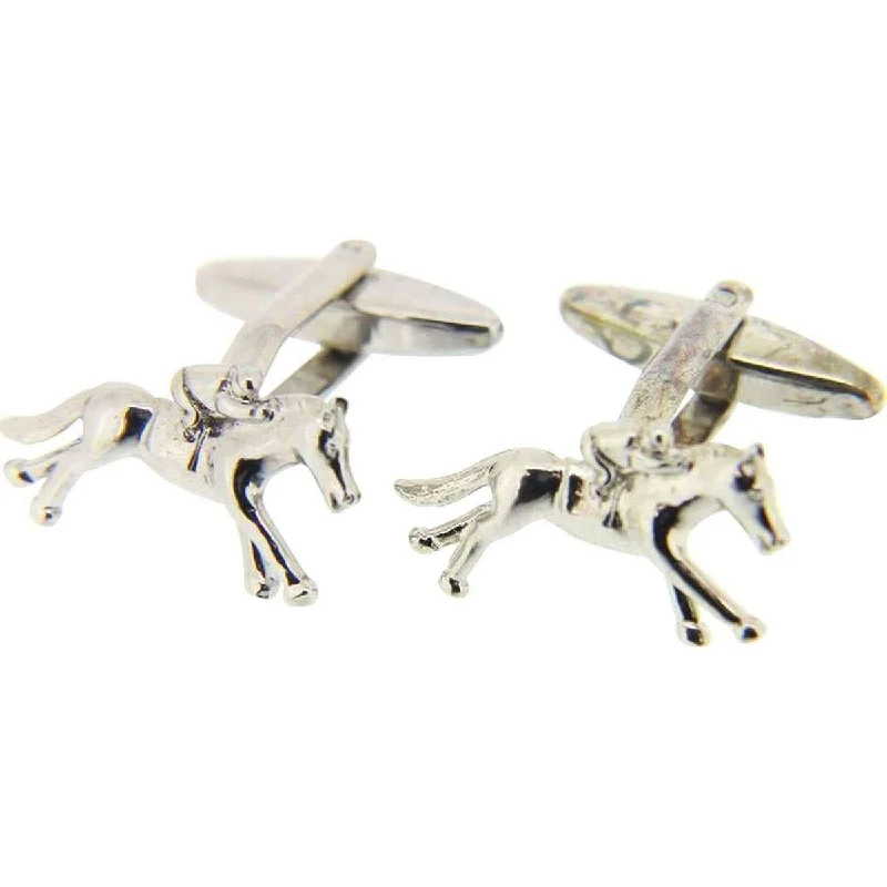 Cufflinks with engraved patterns for a personalized and intricate touch-Silver Horse and Jockey Country Cufflinks