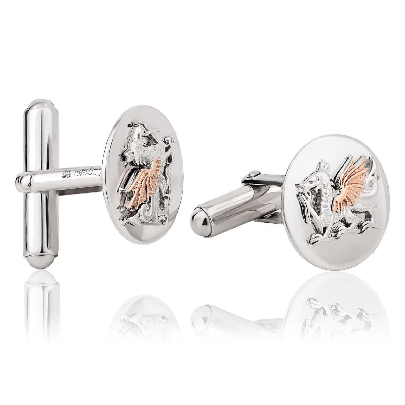 Cufflinks with engraved quotes for a personalized and meaningful touch-Clogau Welsh Dragon Sterling Silver Cufflinks