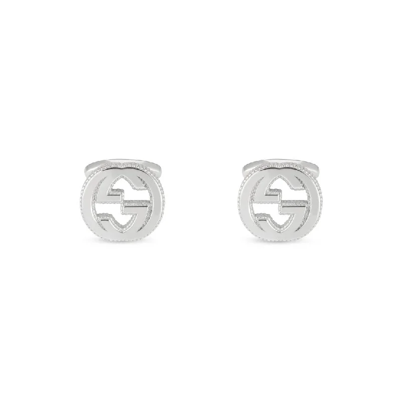 Best cufflinks with gemstone and metal inlays for a colorful and eye-catching design-Gucci Interlocking Motif Sterling Silver Cufflinks