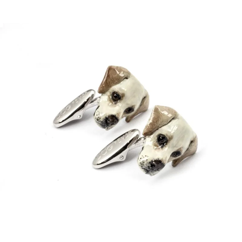 Best cufflinks with engraved monogrammed initials for a personalized gift-Dog Fever Sterling Silver Enamelled Labrador Muzzle Cufflinks D