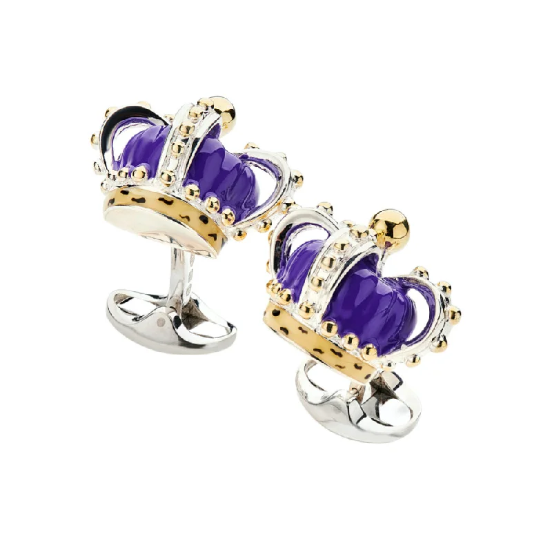 Best cufflinks with vintage coin designs for a unique and historical look-Deakin & Francis Cufflinks Limited Edition Sterling Silver Purple Crown