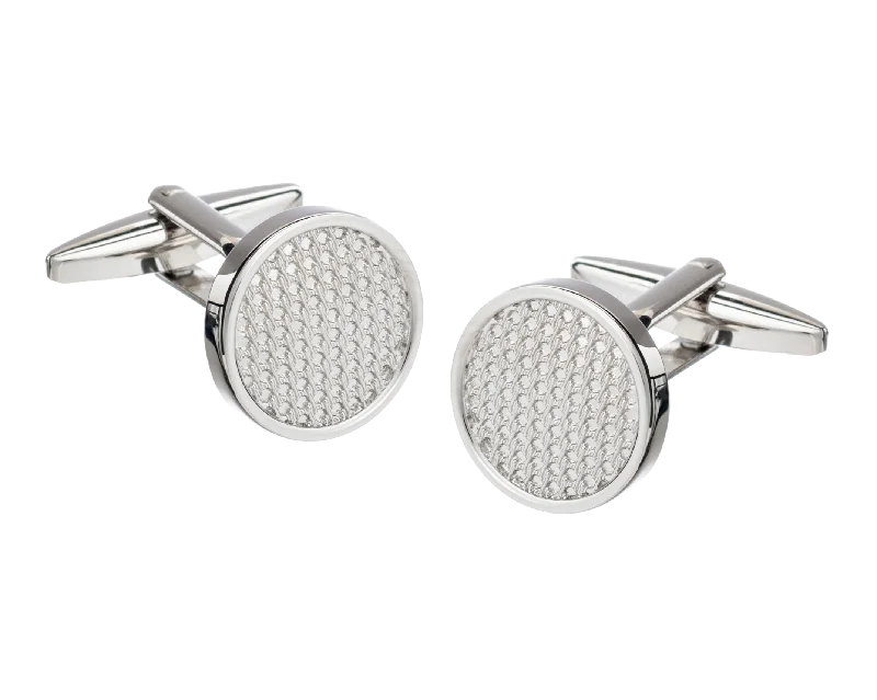 Cufflinks with textured metal finishes for a rugged and stylish appearance-Metal Bumpy Textured Centre Cufflinks