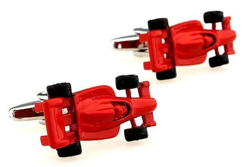 Cufflinks with art deco designs for a vintage and glamorous accessory-Red Racing Car Cufflinks