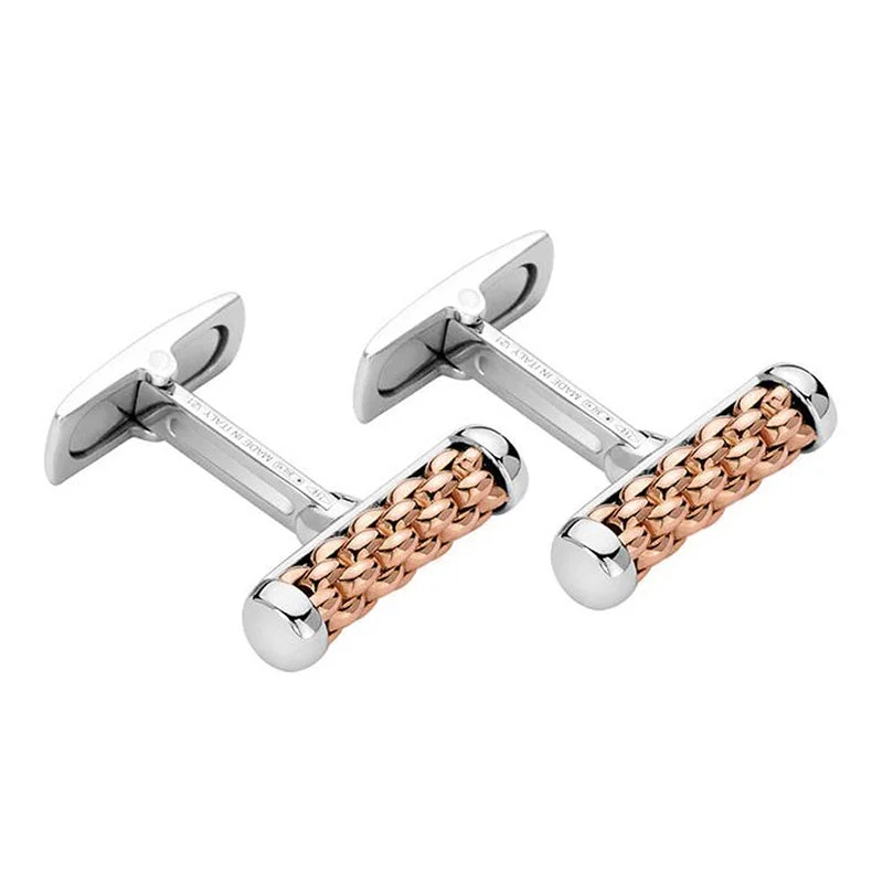 Cufflinks with sports team logos for a fun and personalized fan accessory-Fope Essentials 18ct Rose White Gold Cufflinks