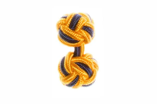 Best cufflinks with polished stainless steel for a sleek and modern look-Gold & Navy Blue Cuffknots