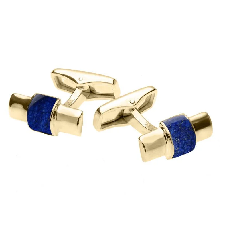 Cufflinks with vintage-inspired designs for a timeless and classic touch-9ct Yellow Gold Lapis Lazuli Bar Set Cufflinks