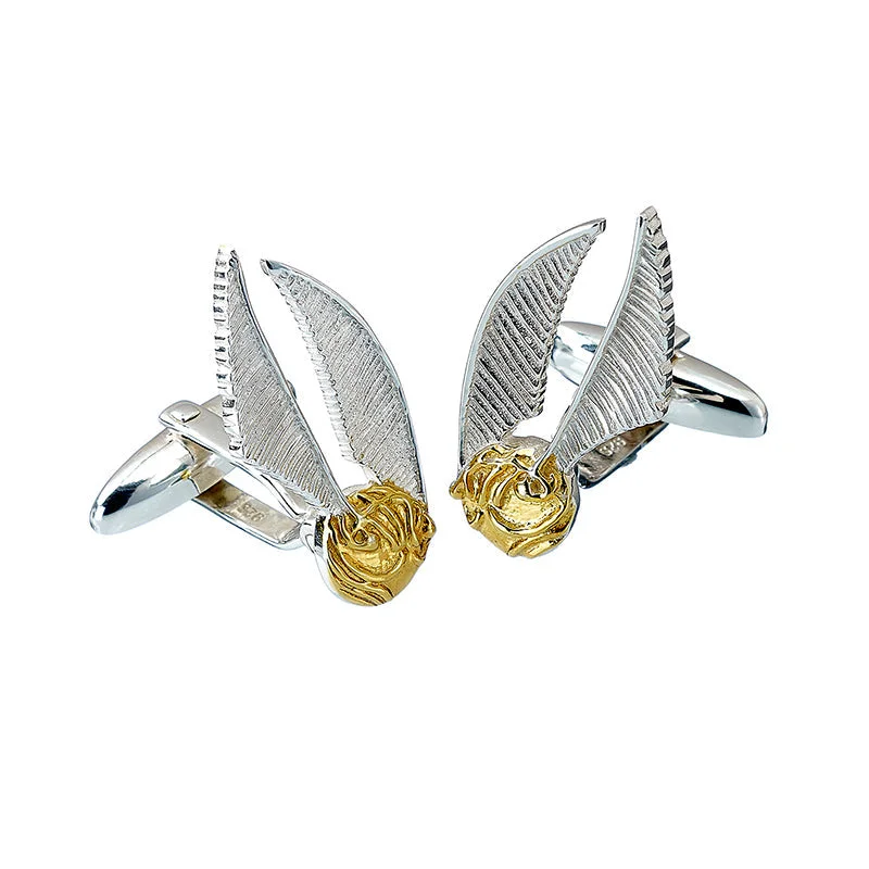 Best cufflinks for black tie events with sleek and minimalist designs-Official Harry Potter Sterling Silver Golden Snitch Cufflinks