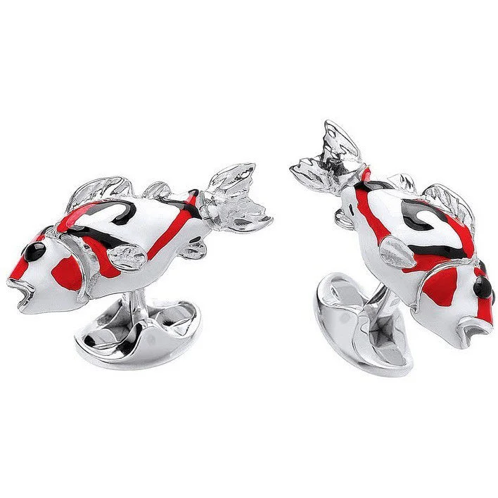 Best cufflinks with a brushed silver finish for a sleek and contemporary vibe-Deakin & Francis Cufflinks Koi Carp