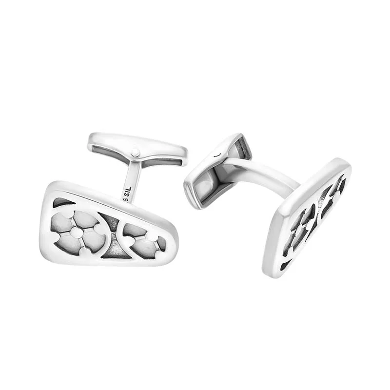 Cufflinks with classic round designs for a versatile and timeless accessory-Sterling Silver Carrara Window Cufflinks