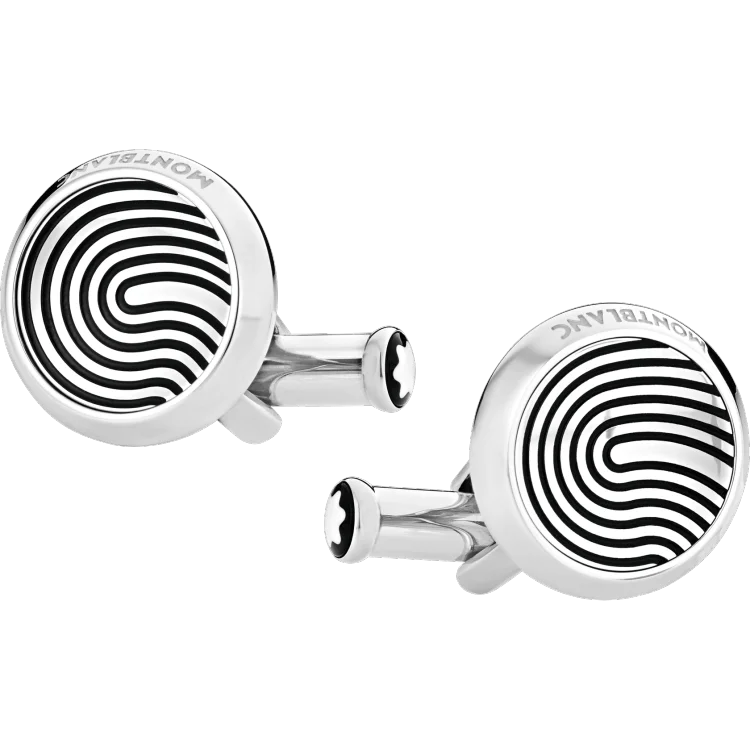 Best cufflinks with a brushed silver finish for a sleek and contemporary vibe-Montblanc Cufflinks Round Fingerprint Patterned Inlay D