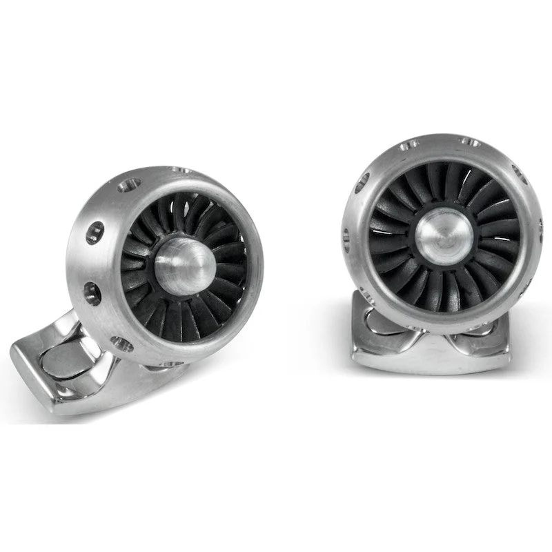 Best cufflinks for business attire with simple, sleek designs for professionals-Deakin & Francis Cufflinks Aluminium Jet Turbine Engine