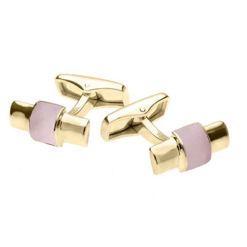 Cufflinks with sports team logos for a fun and personalized fan accessory-9ct Yellow Gold Pink Mother Of Pearl Bar Set Cufflinks