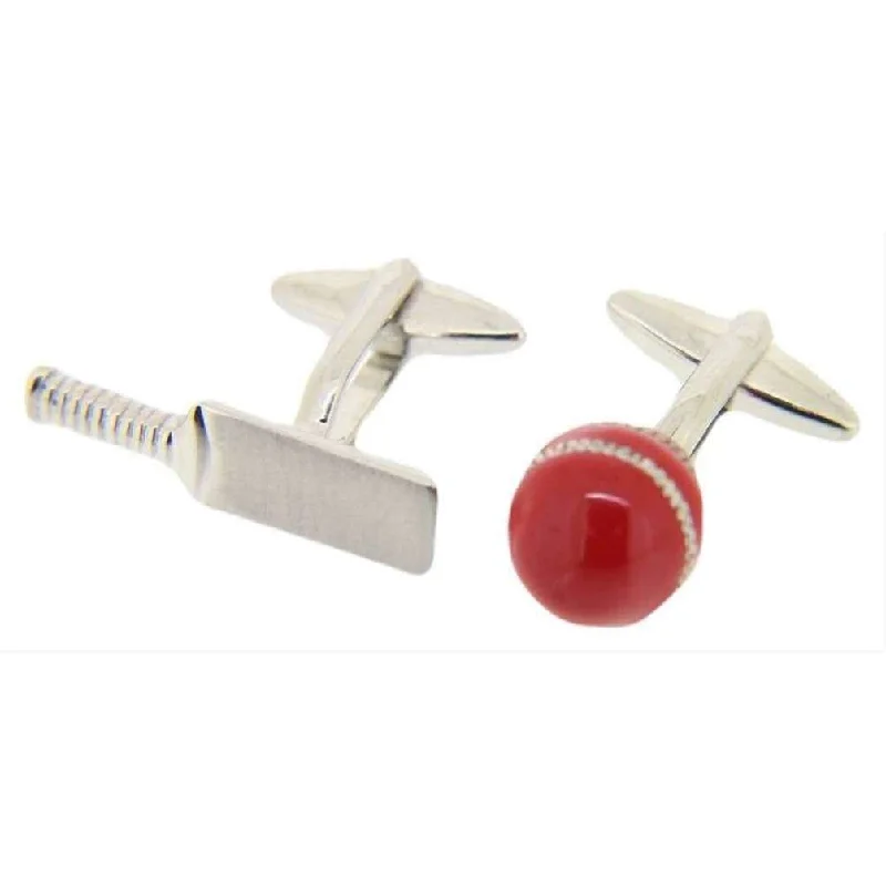 Cufflinks with sports-related designs for fans and athletes looking to showcase their interests-Silver Cricket Bat and Ball Cufflinks