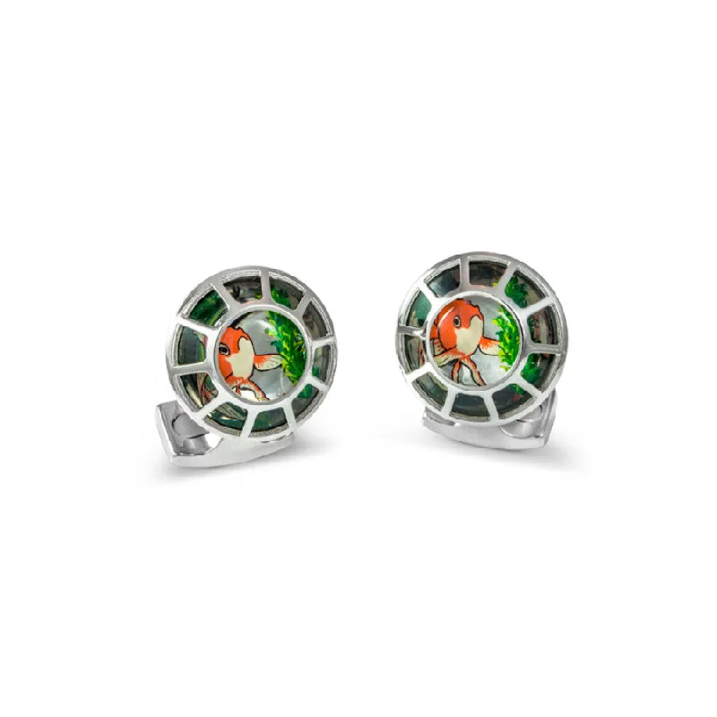 Stylish cufflinks with modern geometric designs for a contemporary fashion statement-Deakin & Francis Porthole Cufflinks