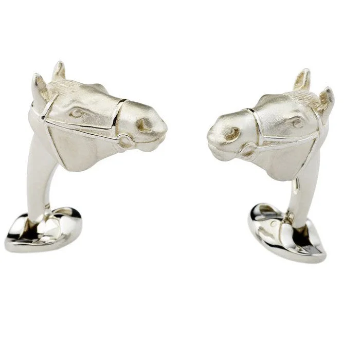 Cufflinks with Celtic knot designs for a unique and intricate finish-Deakin & Francis Cufflinks Sterling Silver Horse Head Cufflinks