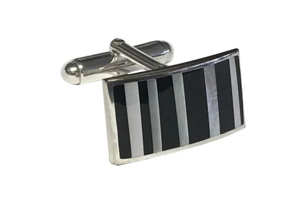 Best cufflinks with vintage cufflinks case for a stylish presentation and storage-Discerningly Dapper Striped Solid Silver Cufflinks