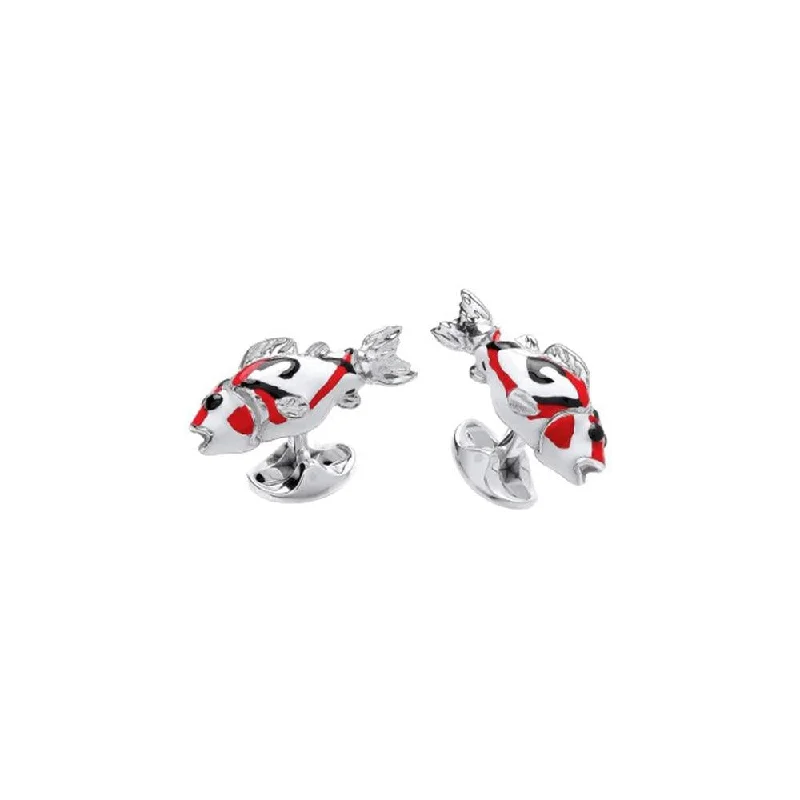 Unique cufflinks with quirky designs for a fun and personalized accessory-DEAKIN & FRANCIS Sterling Silver Koi Carp Cufflinks