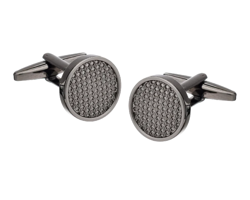 Best cufflinks with gold inlays for a luxurious and refined finish-Gunmetal Textured Centre Cufflinks