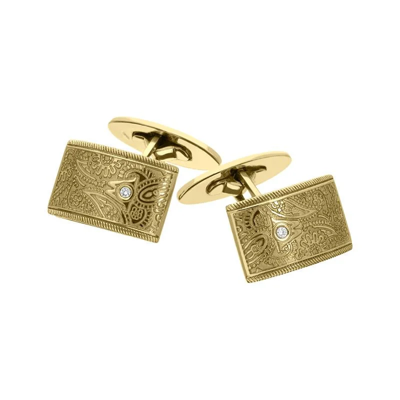 Cufflinks with vintage buttons for a retro and unique fashion statement-Wellendorff 18ct Yellow Gold Diamond Cufflinks D