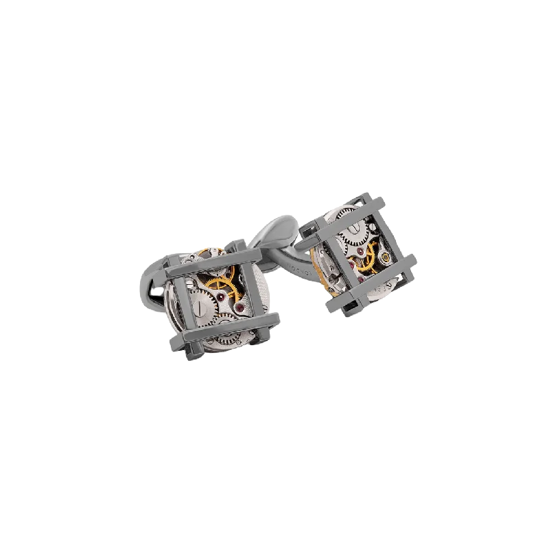 Cufflinks with engraved patterns for a personalized and intricate touch-Tateossian Frame Vintage Skeleton cufflinks in gunmetal stainless steel