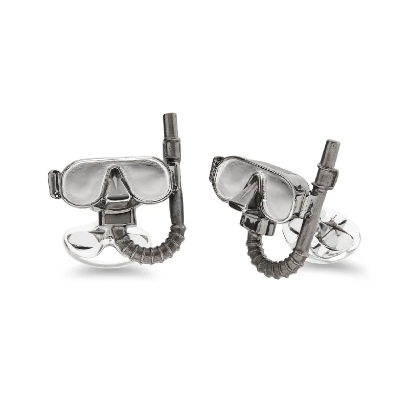 Cufflinks with quirky animal designs for a fun and distinctive style-Deakin & Francis Sterling Silver Snorkel Cufflinks