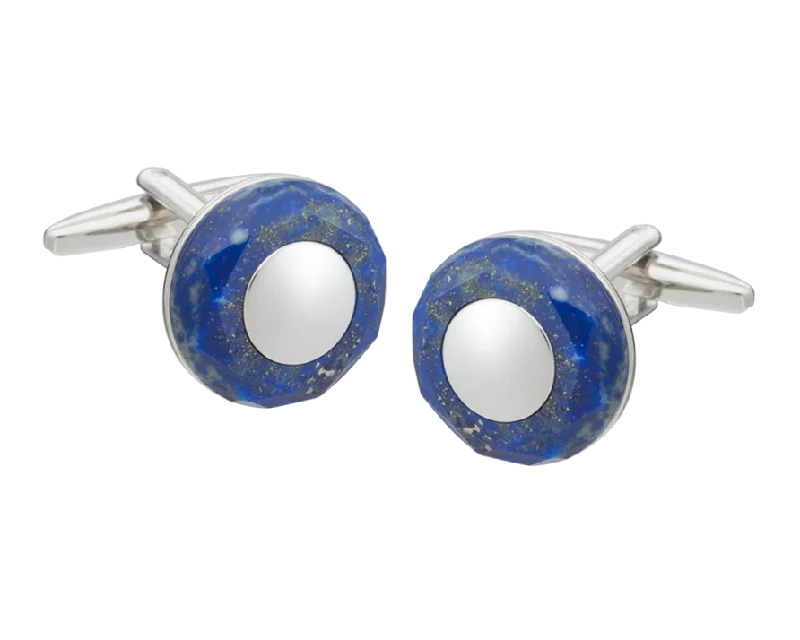 Cufflinks with minimalist designs for a clean, modern and sophisticated accessory-Circle of Stone Sodalite Cufflinks