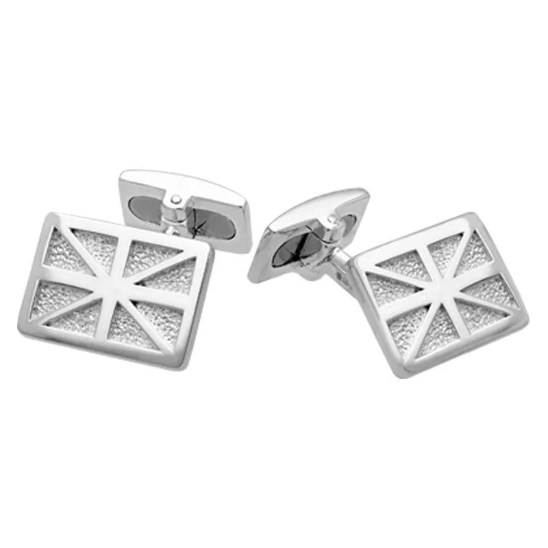 Unique cufflinks with gemstone accents for a bold and luxurious look-Sterling Silver Union Jack Cufflinks