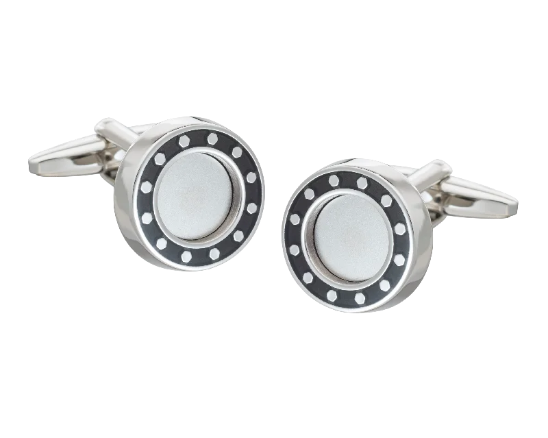 Best cufflinks for special occasions with precious stones for a luxurious touch-Industrial Core' Black Cufflinks