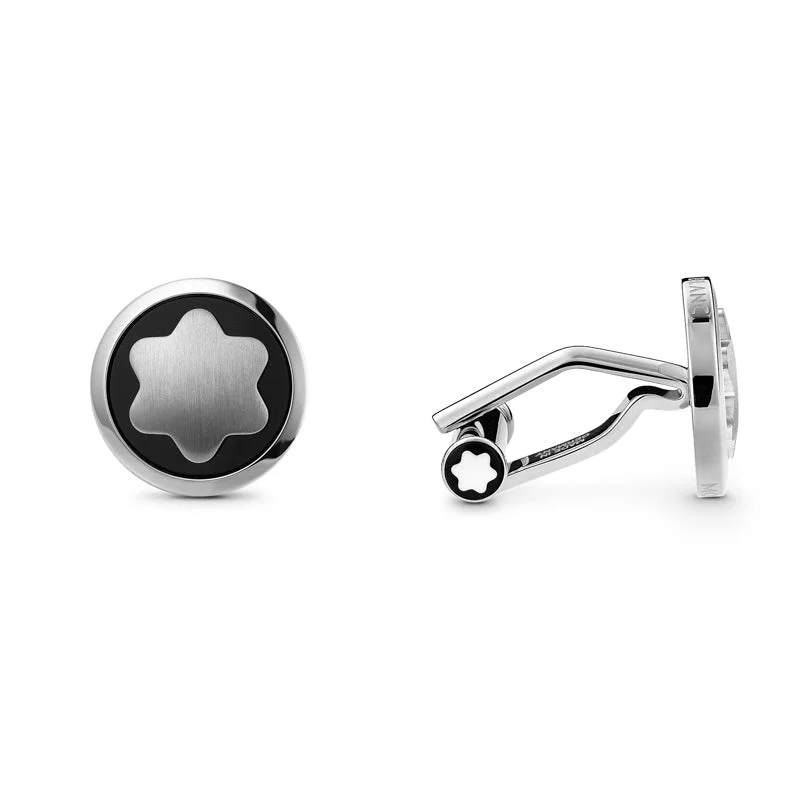 Cufflinks with silver and enamel combinations for a colorful and polished look-Montblanc Cufflinks Stainless Steel Onyx Star