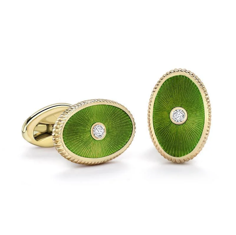 Best cufflinks for formal shirts with refined designs and premium materials-Faberge Heritage Boris 18ct Yellow Gold Green Enamel Cufflinks