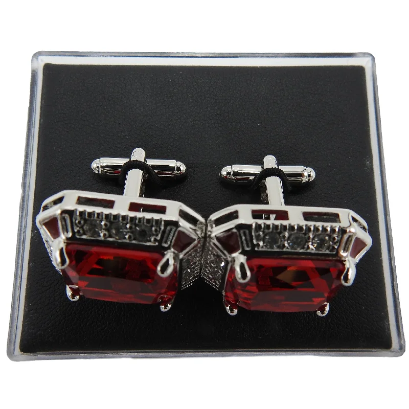 Best cufflinks for formal wear with classic designs and polished finishes-RED STONE CUFFLINKS