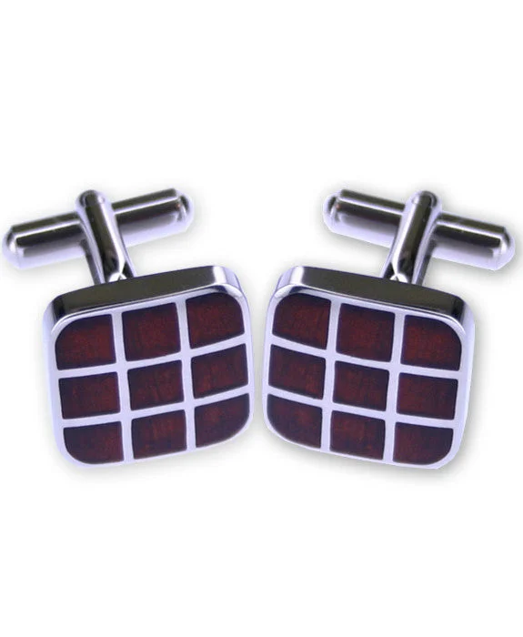 Cufflinks with luxury enamel inlays for a polished and vibrant appearance-Square Wood Cufflinks